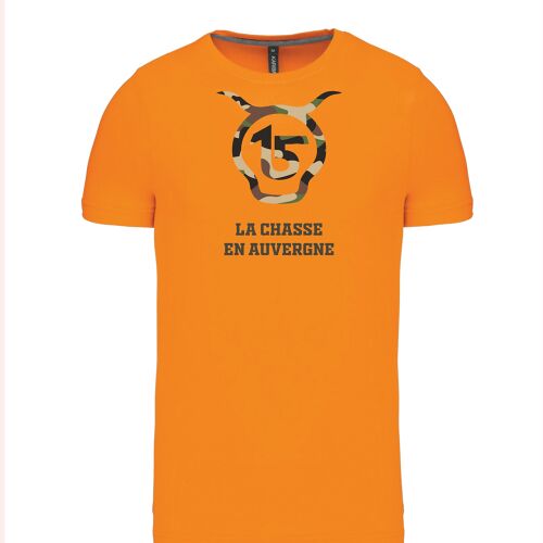 Vêtement de chasse | TEE-SHIRT LA CHASSE EN AUVERGNE | ORANGE